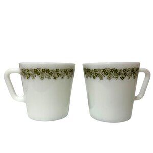 2 Vintage Pyrex Spring Blossom Mugs Milk Glass D Handle 1410 Craisy Daisy 1970s